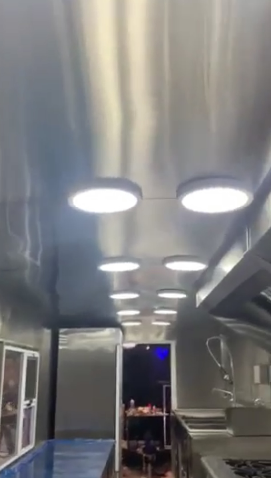 Interior with overhead LED lighting
